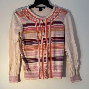 Marc Jacobs Striped Ribbon Cardigan Sweater Vintage Pink Small